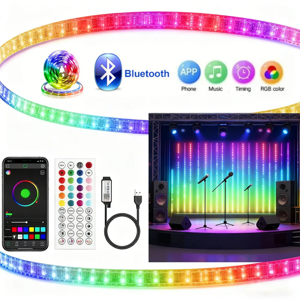 

USB 5V RGB LED Strip Bluetooth APP 44Keys Music Sync Flexible Lamp Tape for Party TV Backlight Room Decoration