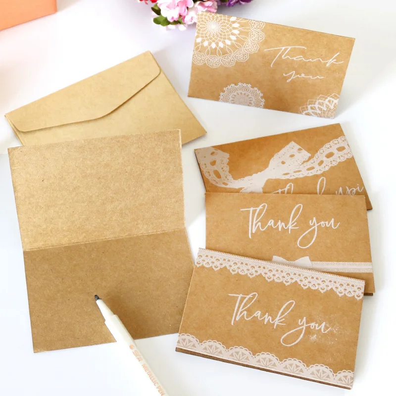 

Customized product、Custom printed recyclable Kraft thank you card custom logo envelope bag