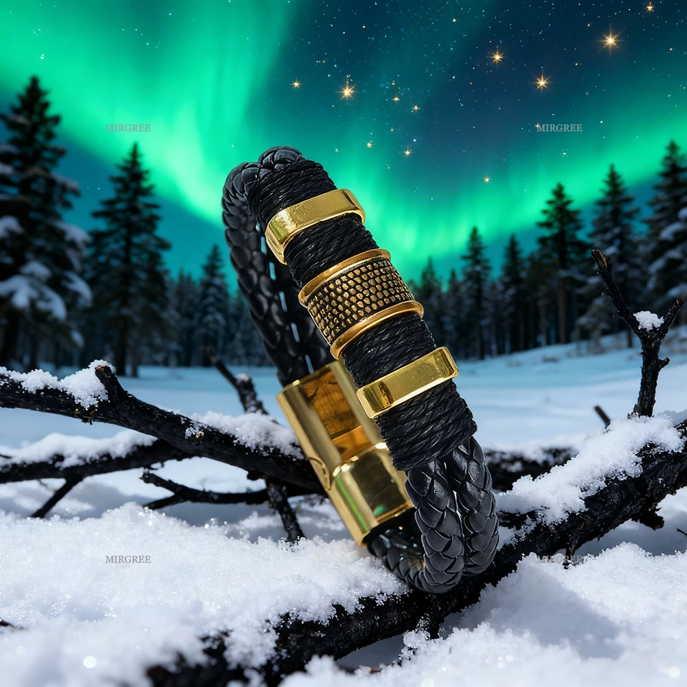 قطعة واحدة من سوار جلد البولي يوريثان المنسوج العصري للرجال، إكسسوارات شخصية مصنوعة يدويًا، هدية مثالية لصديقها/الزوج #4