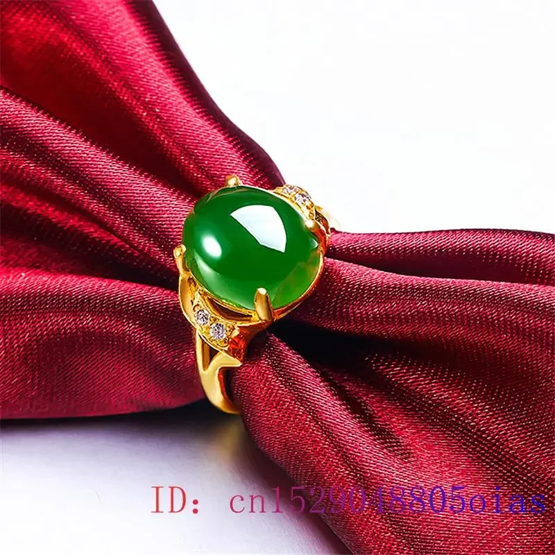 Anillo de Jade verde para hombre y mujer, Natural de cristal amuleto, joyería de Calcedonia de circonita a la moda, abalorio de plata 925, piedras preciosas