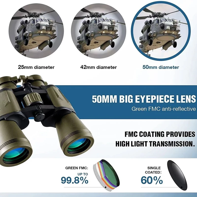 Powerful 20X50 Binoculars HD Russian Telescope Long Range High Clearly Spyglass With Bak4 Prism For Hunting Camping Equipment