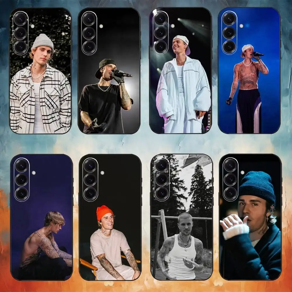 حافظة هاتف J-Justin B-Bieber المغني لهاتف سامسونج جالاكسي A73، A72، A71، A70، A53، A52، A51، غطاء أسود ناعم آخر #1