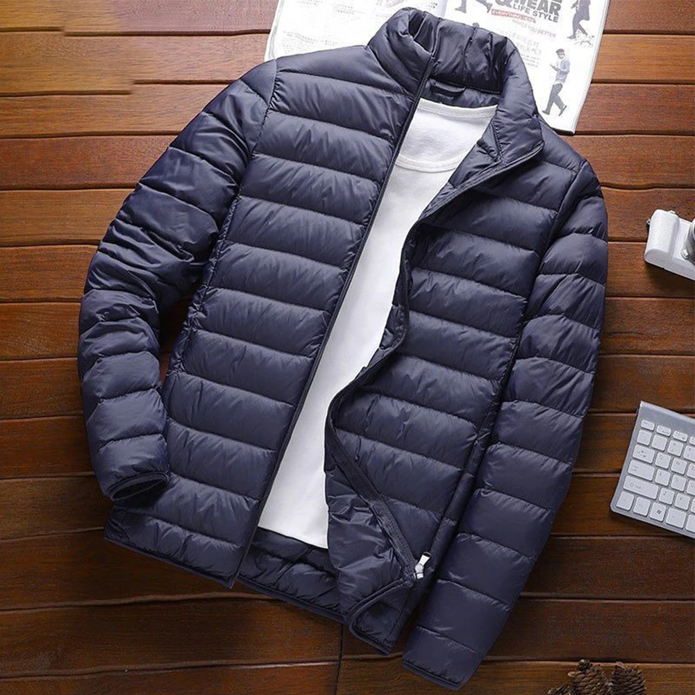 Men's Ultra Light Down Coat Can Pack Down Cotton Jacket Solid Color Long-sleeved Tops Men's Ultralight Down Cotton Jacket.