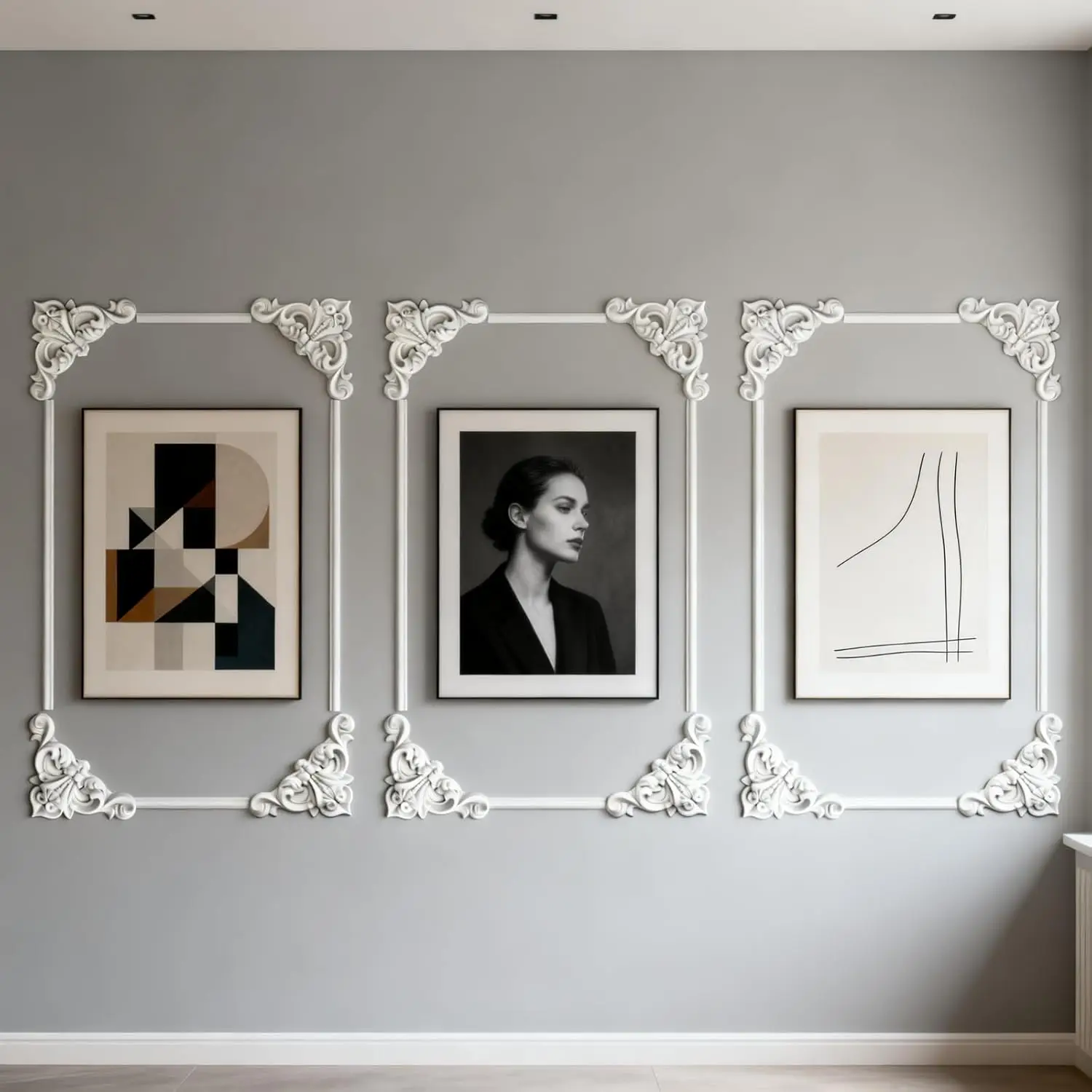 PU Paintable Ceiling Molding Kit,French Style Decorative Wall Molding Accent Wall Trim for Ceiling