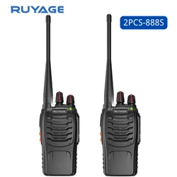 UHF Long Range Walkie Talkie, Two Way Radios, 16 Channels, Desktop Charging with Headset, UHF 400-470MHz, 888S, 2Pcs