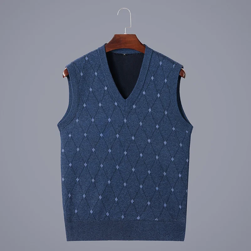 

2023 Mens Sleeveless Sweater Vest Fleece Thick Winter Slim Men Knitted s Bussiness Male Waistcoat Pull Homme