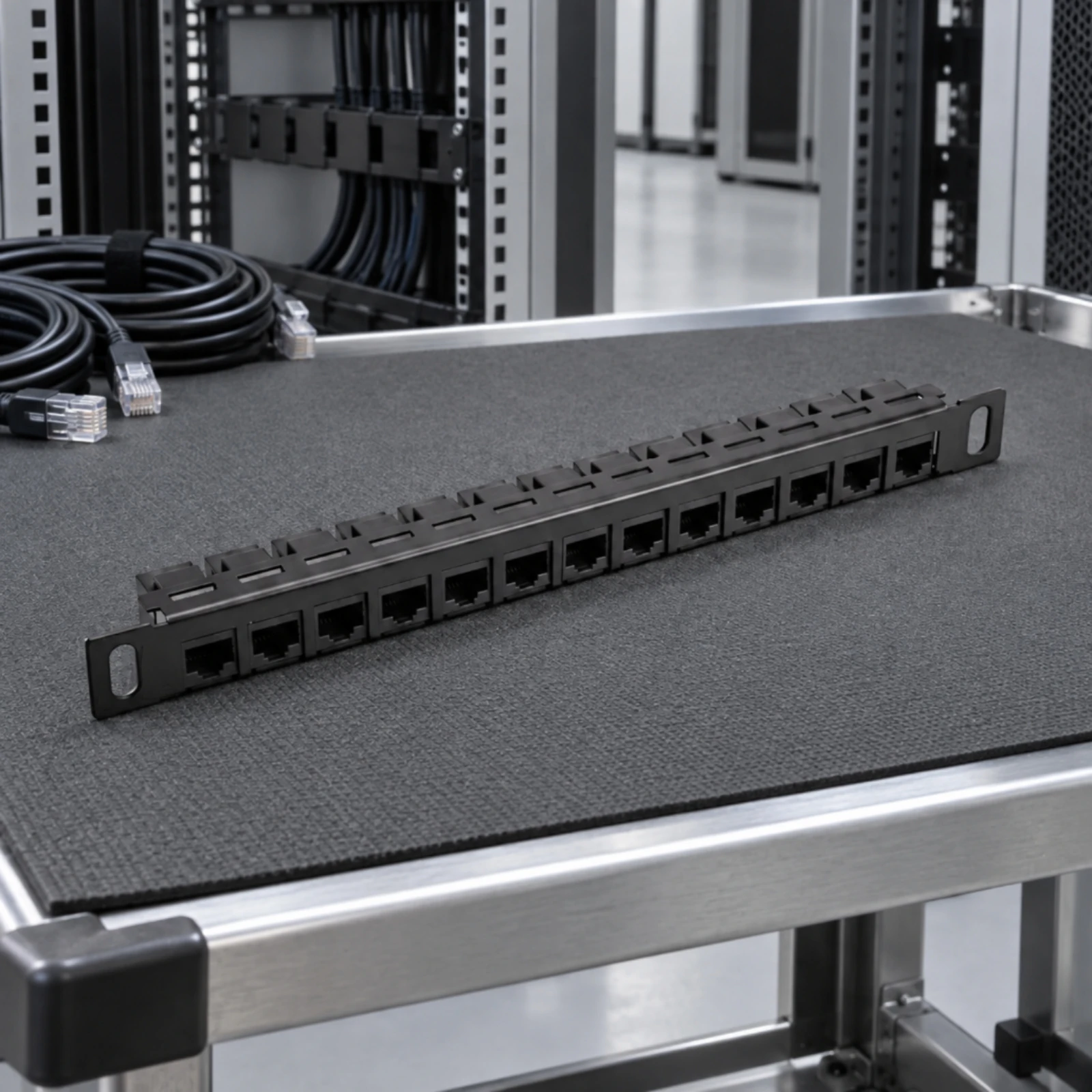 Unshielded 12-Port Panel Panel Gold-Plated Contacts 12-Port Network Panel Panel Long-Lasting Professional for IT Technicians