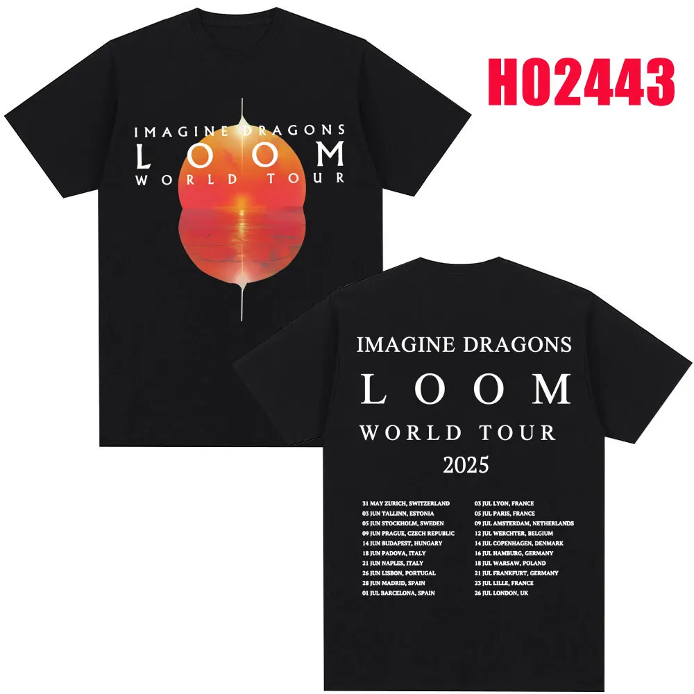Imagine Dragons Loom Tour 2025 T Shirt Men Women Trendy Hip Hop T-shirts 100% Cotton Oversized Popular T Shirts Streetwear Gifts