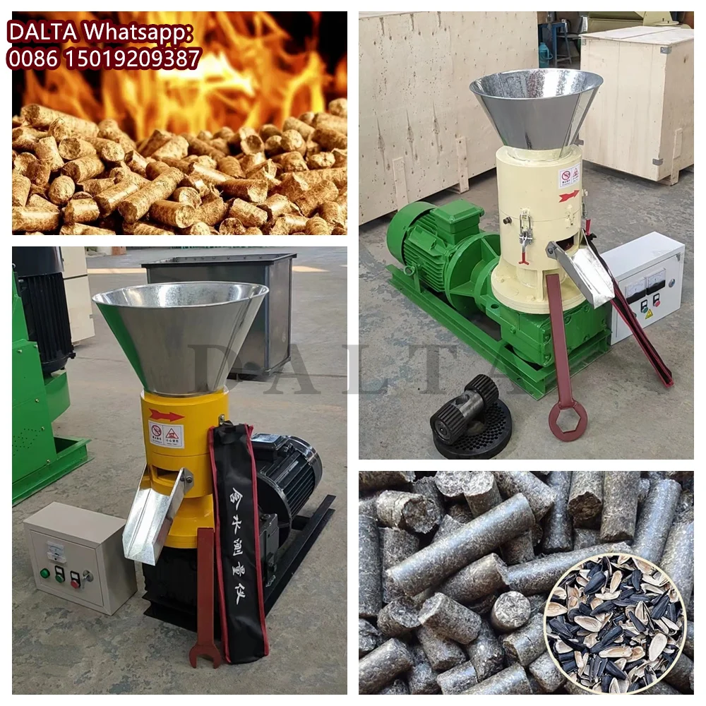 100-150กิโลกรัม/ชั่วโมงชีวมวลการเผาไหม้ไม้เม็ดเครื่องขี้เลื่อยเม็ดลูกกลิ้งหมุนแบน Die เม็ดเครื่อง