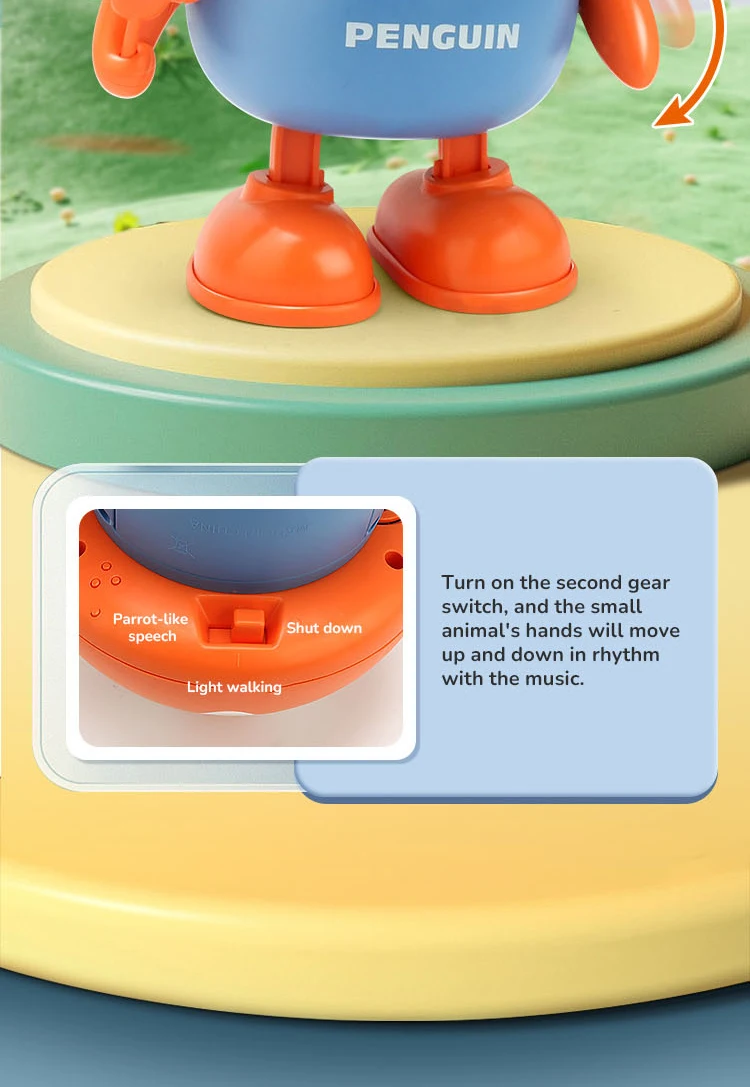 電子ペット ダンスおもちゃ スイングライトミュージック付き かわいいペンギン 漫画の動物 赤ちゃん はいはい学習おもちゃ 子供用 クリスマス