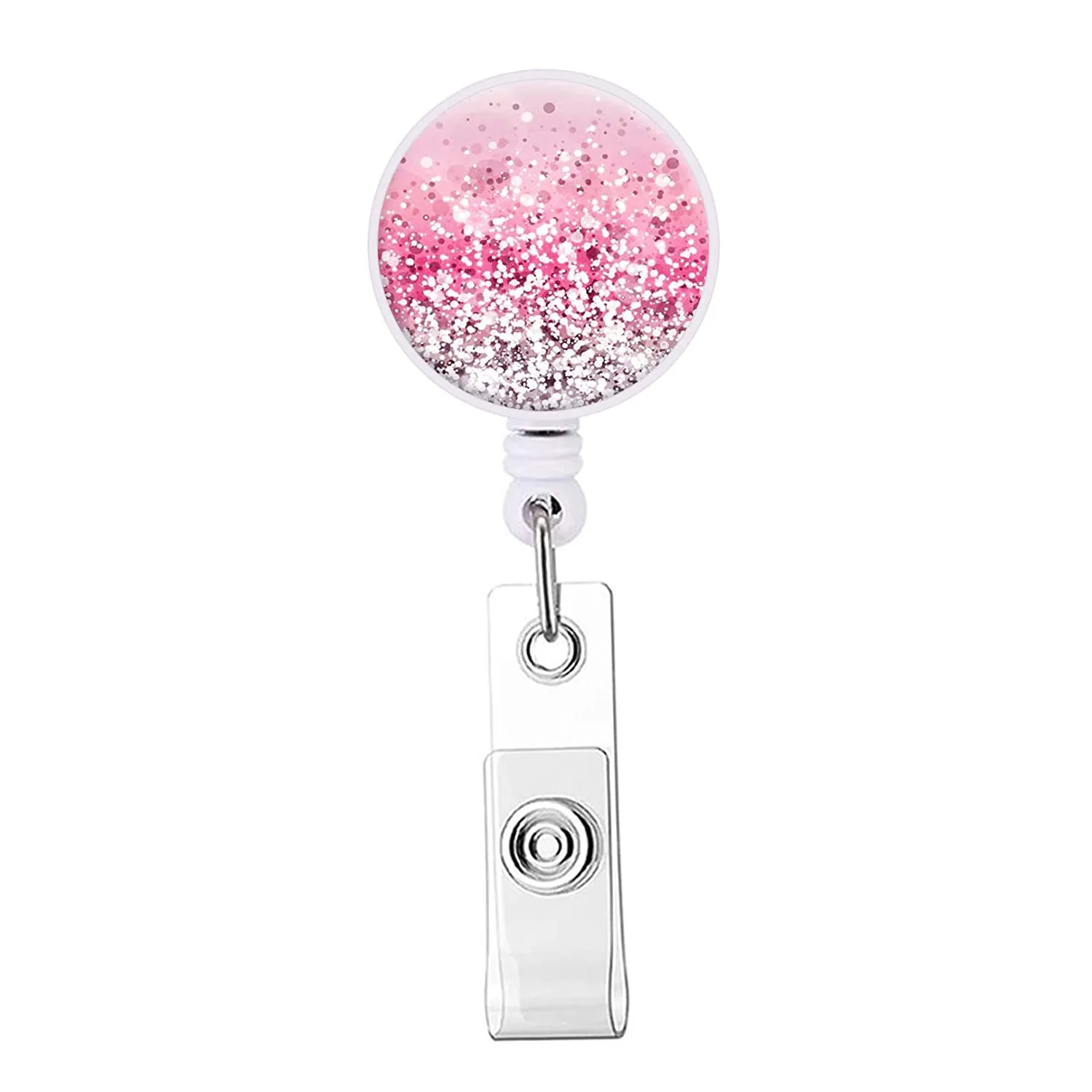 Glitter Powder Easy-to-pull Button Rotation Easy-to-pull Document Buckle Doctor Nurse Student Gift Office Retractable Badge Reel