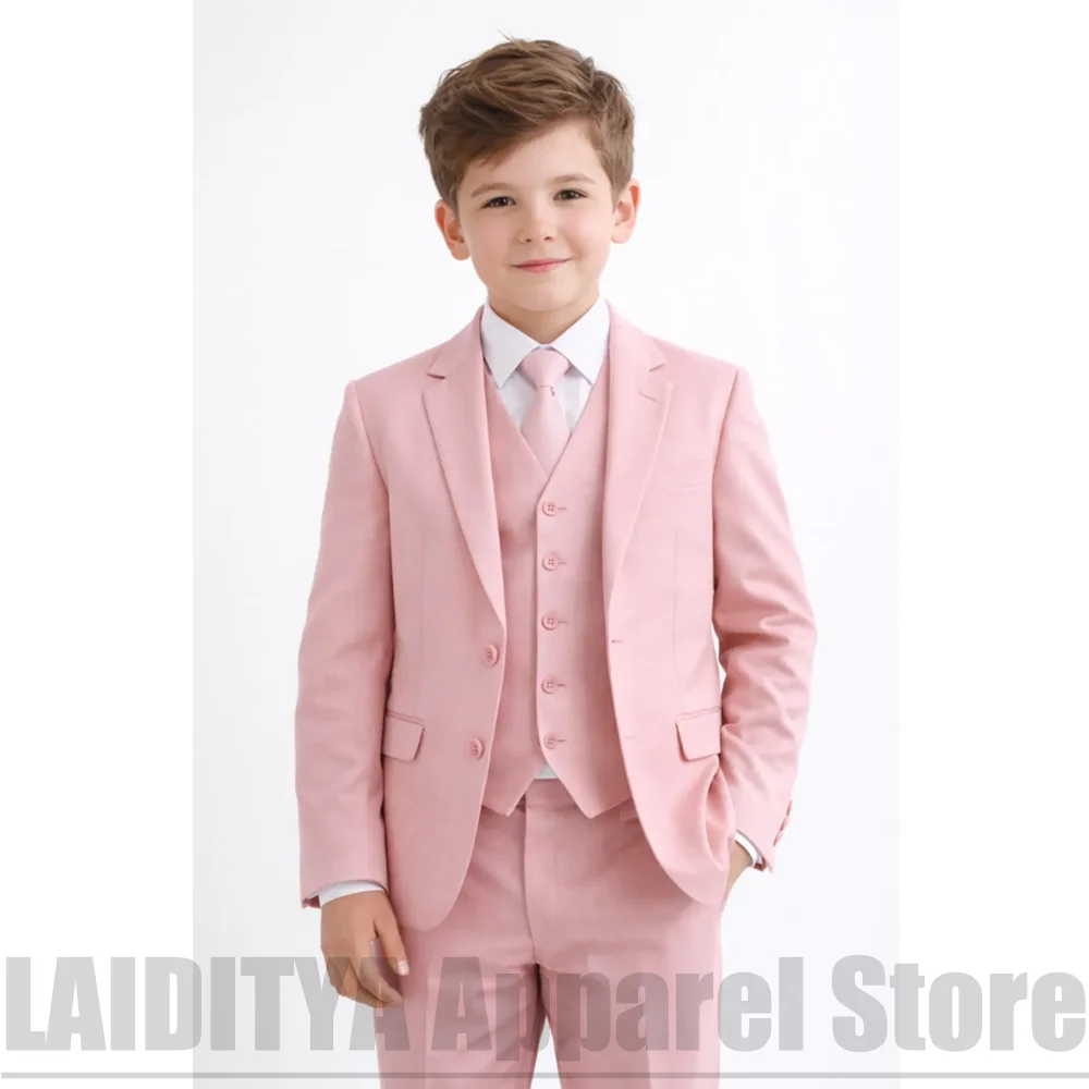 Boys Single Breasted Suit 2 Piece Fashion Notch Lapel Tuxedo Solid Color Kids Wedding Page Boy Party Casual Daily Formal Outfit