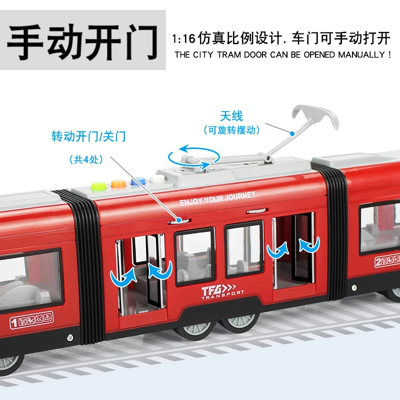 Modelo de tren fundido a presión 1:16, exquisito modelo ferroviario de alta velocidad resistente a la oxidación, juguete de metro para niños, tren