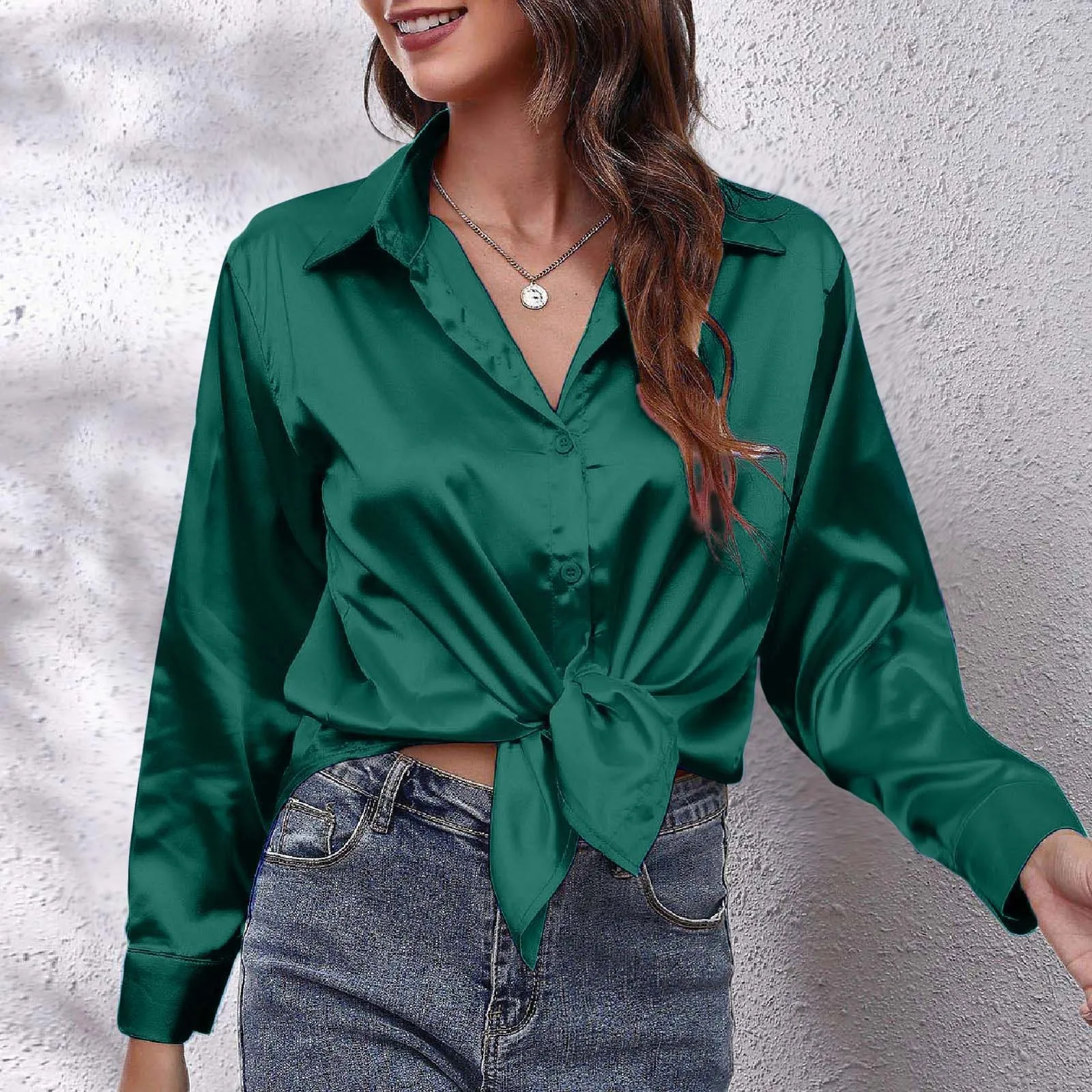 Satin Blouse Shirt Silk Tops Elegant Long Sleeve Loose Womens Blouses Camisas De Mujer Spring Autumn Streetwear Women Clothes