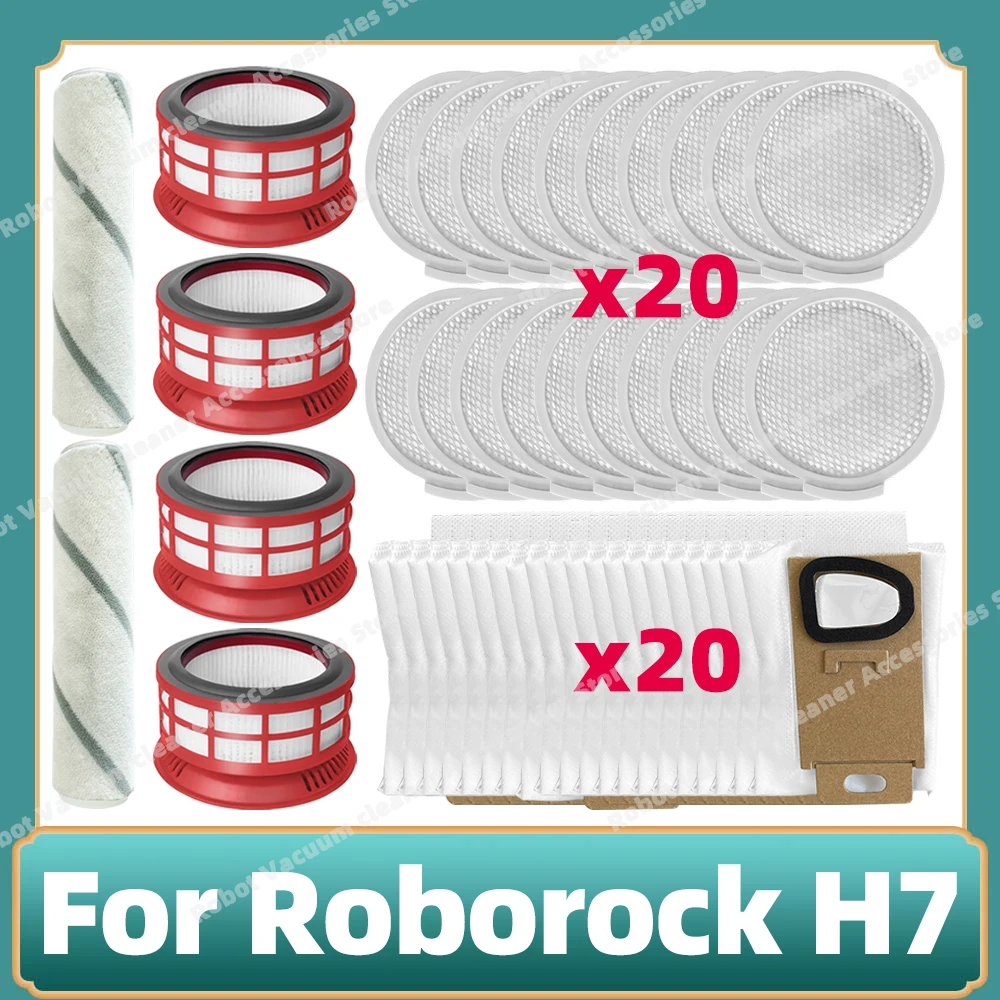 

Compatible For Roborock H7 Vacuum Cleaner Soft Roller Brush Pre Post Filter Dust Bag Accessories Replacement Parts