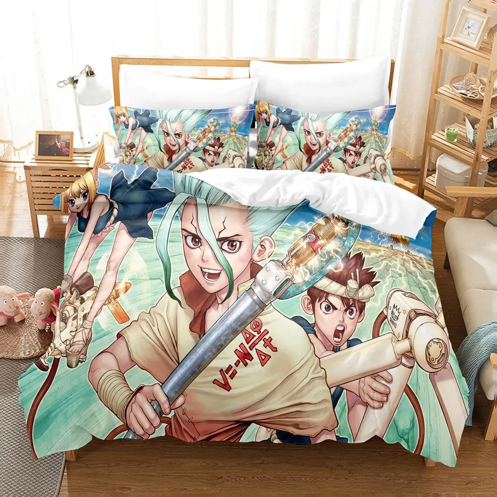 Fashion 3D Shi Ji yuan Dr. Stone 2/3pcs Bedding Sets Duvet Cover Set With Pillowcase Twin Full Queen King Bedclothes Bed Linen