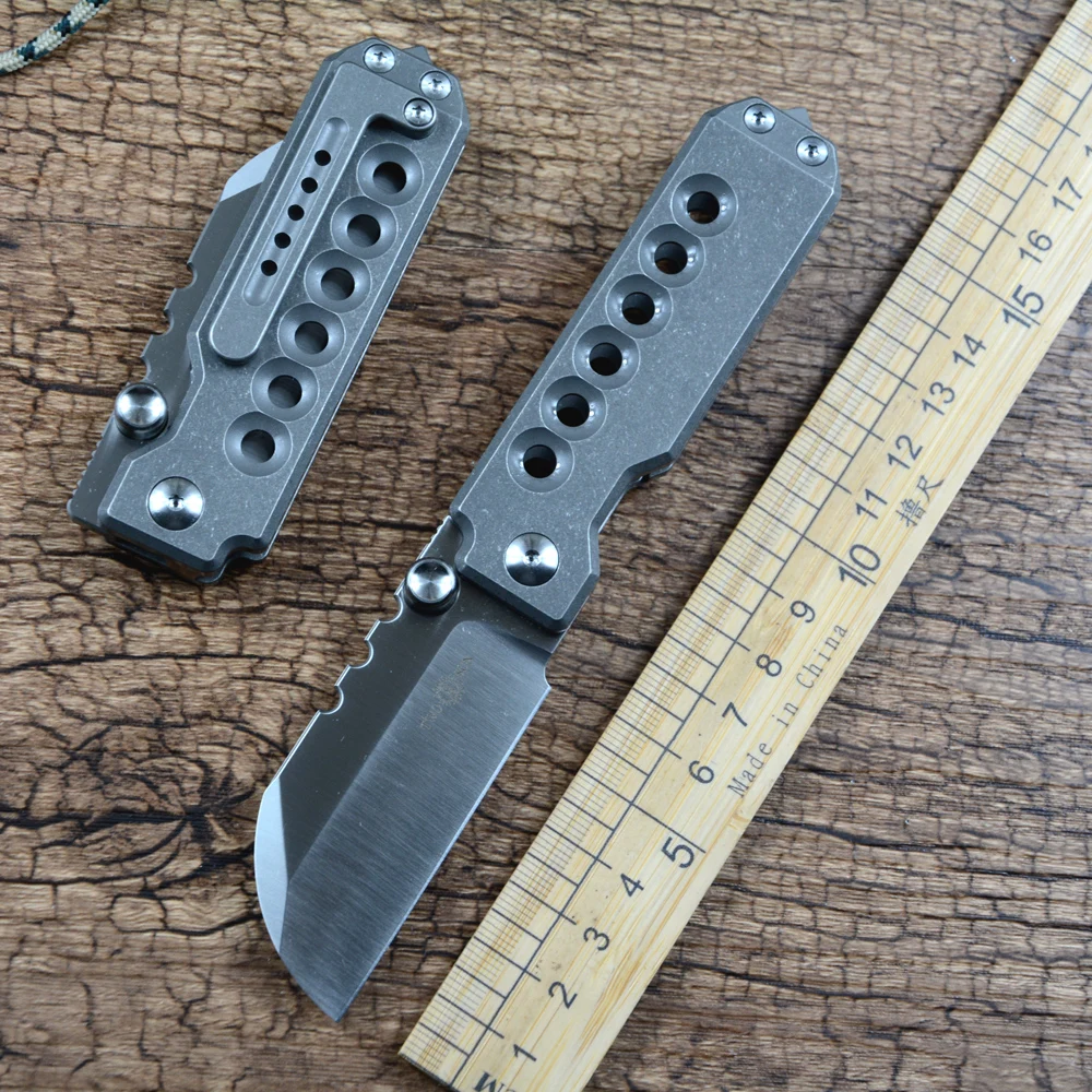 TWOSUN Pocket Knife M390 Blade Ceramic Ball Bearing TC4 Titanium Handle Outdoor Camping Hunting EDC TS563