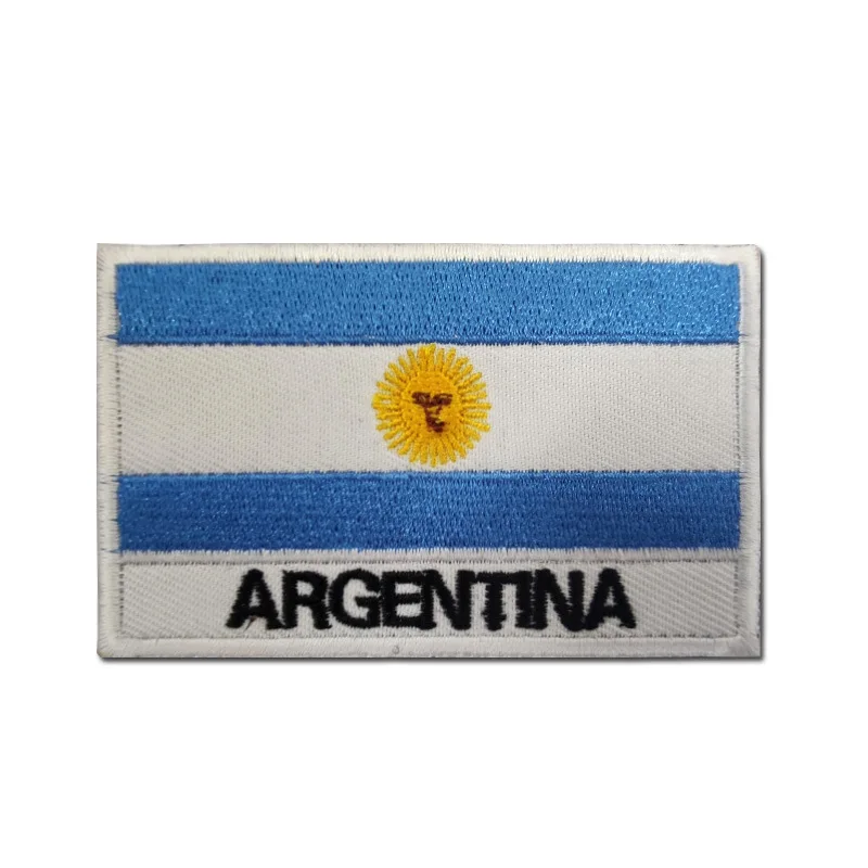 Argentina Flag Patch Embroidery Stickers World Flag Hook and Loop Badge Chapter Clothing Bag Hat Backpack Accessories Appliques