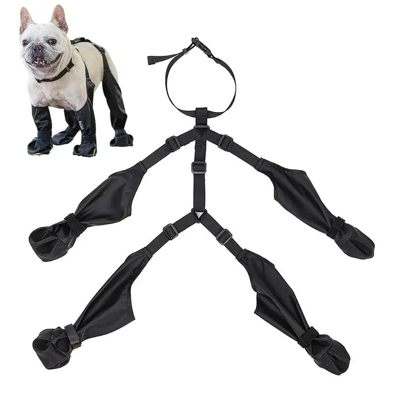 Waterproof Dog Shoes Adjustable Dog Boots Non Slip Breathable French Bulldog Suspender Boots Pet Dogs Outdoor Walking Shoes