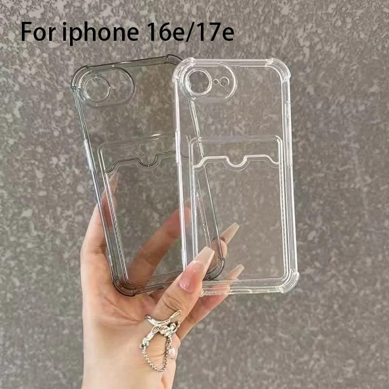 Transparente Brieftaschen-Handyhülle für iPhone 16e 17e 16 17 E mit Klarem Kartenfach und Halterung