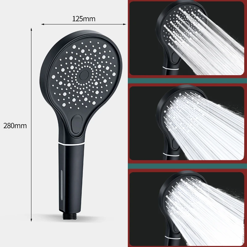 3 Modes Round Shower Head With Calcario Filter Spa High Pressure Save Water Rain Hose System Set Bathroom Faucet Accessories