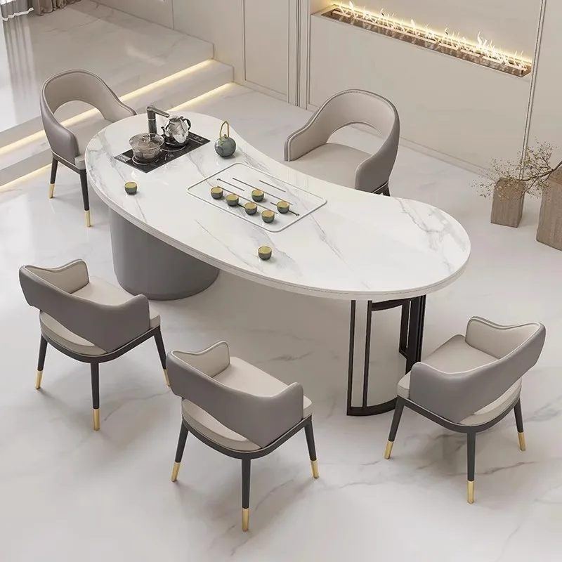 Rock slab tea table, light luxury modern high end office living room simple tea table