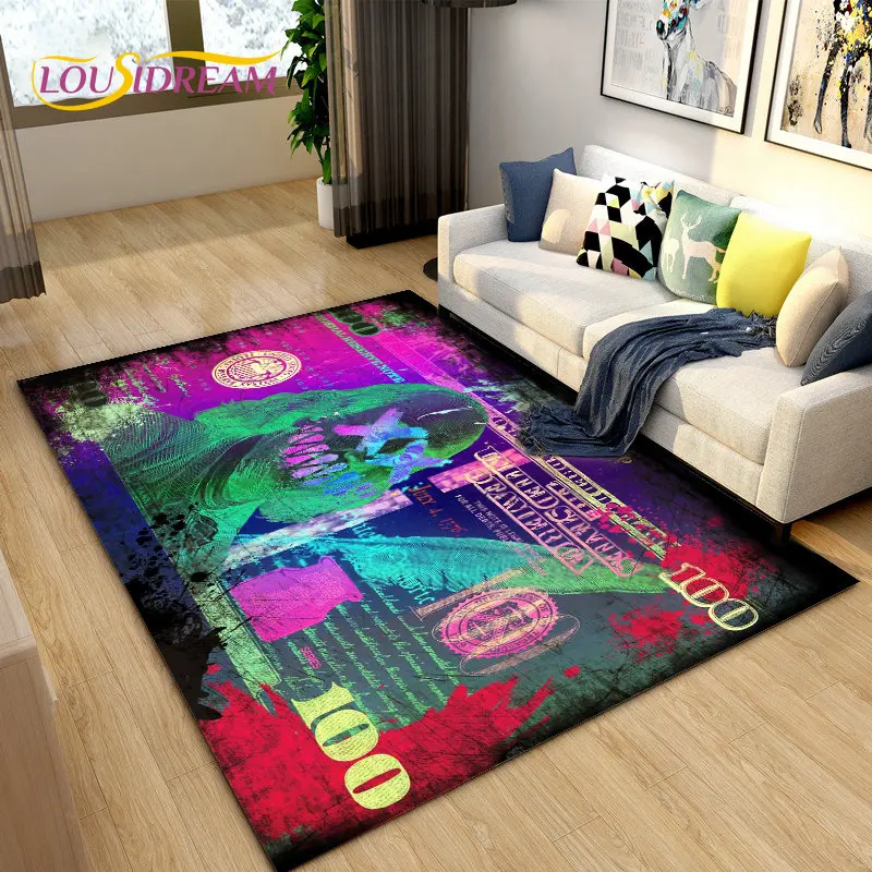 

3D Dollar Money Pattern Area Rug,Carpet Rug for Living Room Bedroom Sofa Doormat Kitchen Decoration,Kids Play Non-slip Floor Mat