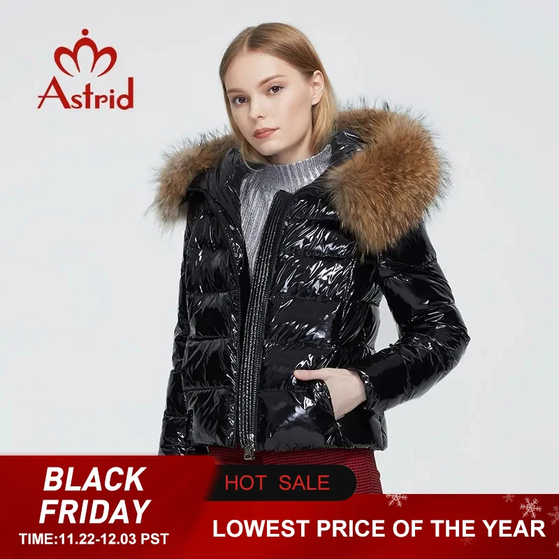 Astrid 2022 New Winter Women's coat women warm thick parka fashion black short Jacket with raccoon fur hood female clothing 7267