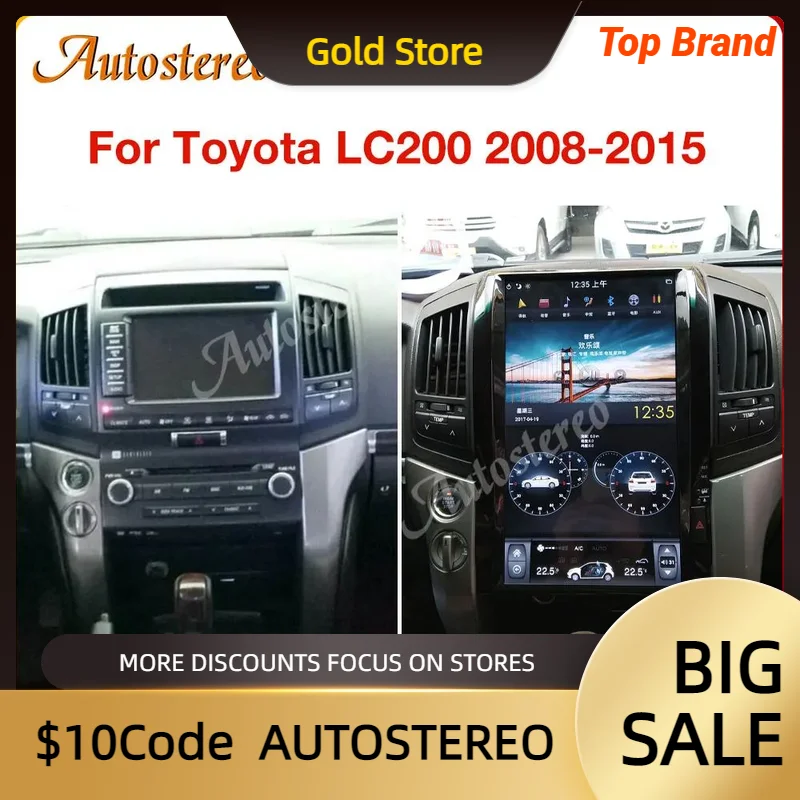 

16 Inch Android 11 128GB Tesla Style Car GPS Navigation For TOYOTA LAND CRUISER LC200 2008-2015 Auto Head Unit Multimedia Player