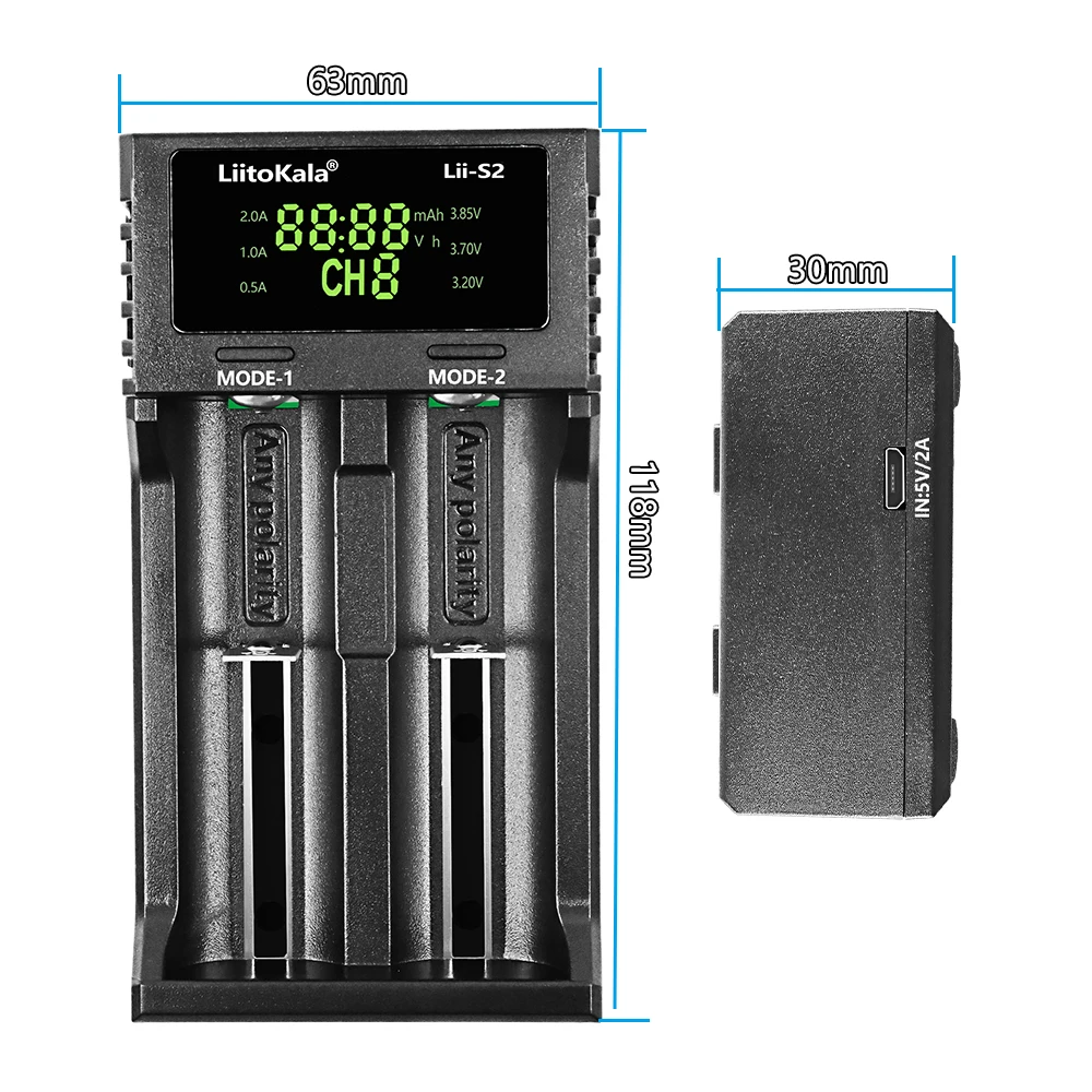 1-5PCS LiitoKala Lii-S2+U1 Battery Charger Auto-polarity detection For 18650 26650 16340 18350 10400 14500 AA AAA li-ion battery