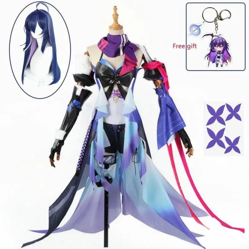 

2025 Wig Costume New Game Honkai Star Rail Cosplay Wigs Seele Purple Dress Suit Long Hair Halloween Party Role