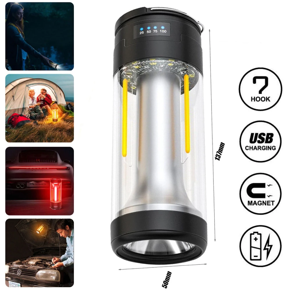 LED Camping Laterne Licht 4 Beleuchtungs modi wiederauf ladbare LED-Lampe wasserdichte Camping Taschenlampe zum Wandern Notfall nach Hause im Freien