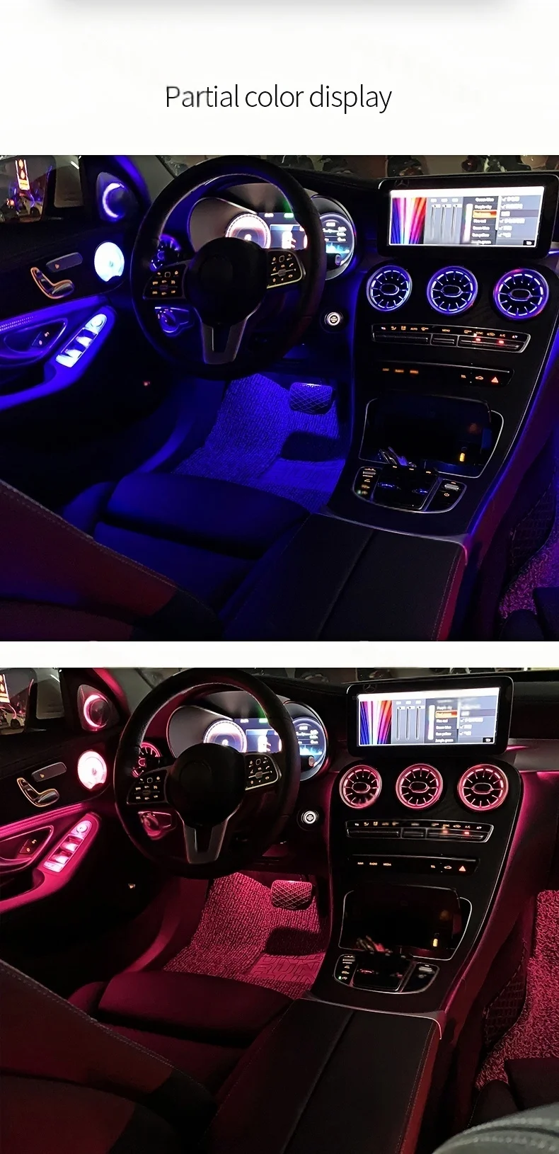 Für Benz C GLC Klasse Coupé W205 X253 C43 C63 2015-2021 3/12/64 Farben LED Ambientebeleuchtung Turbinen-Auslassdüse Auto-Zubehör – Detail 12