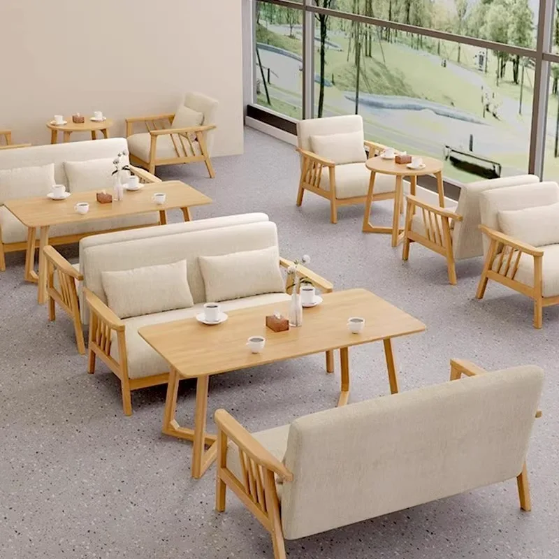 Cream Wind Cafe Table and Chair Combination Clear Bar Book Bar B & B Tea House Reception Room Milk Tea Shop Sofa Booth