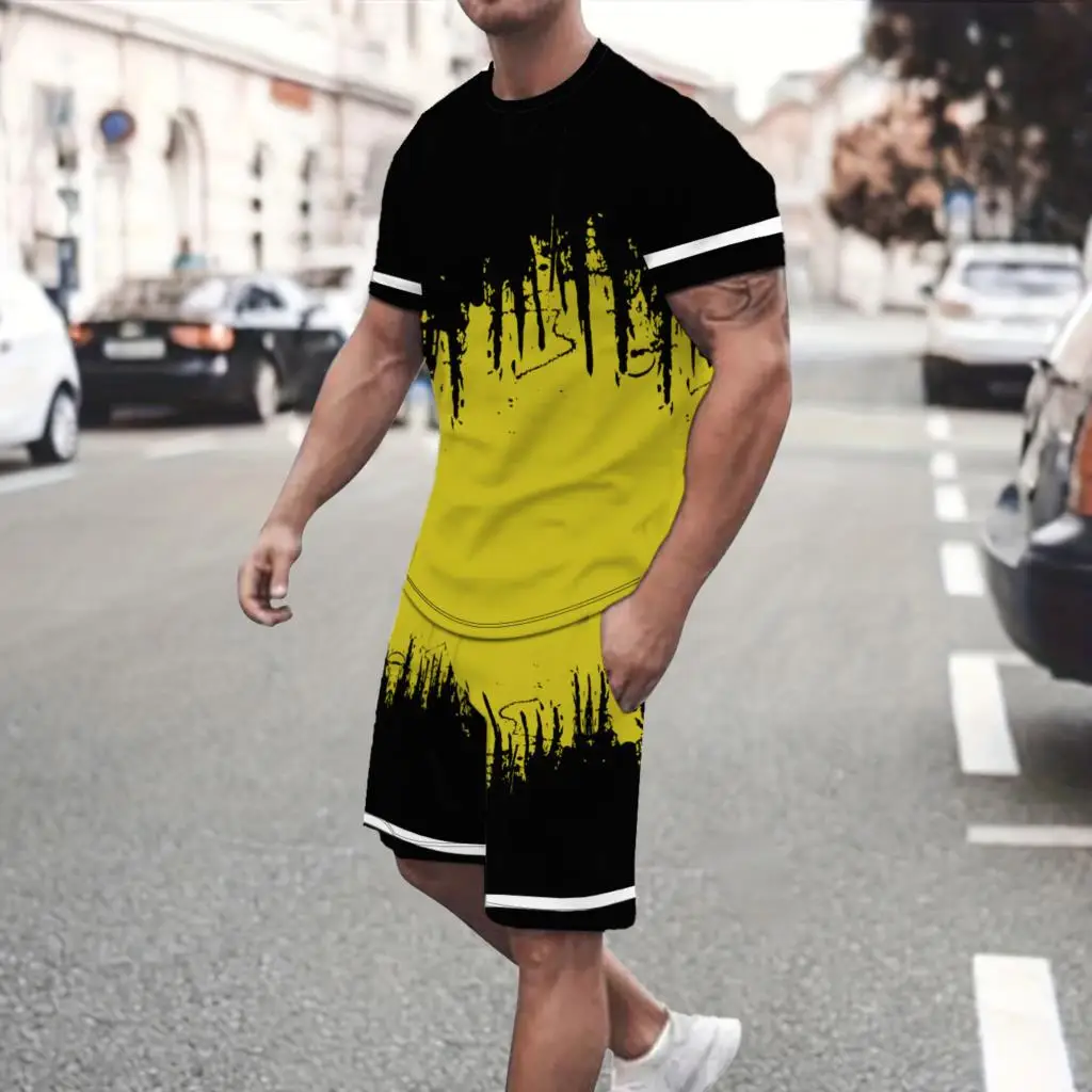 2024 Summer Men\'s T-shirt Set 3D Printed Fashion Set, T-shirt shorts 2-piece set, men\'s street wear oversized set,US sizes S-2XL