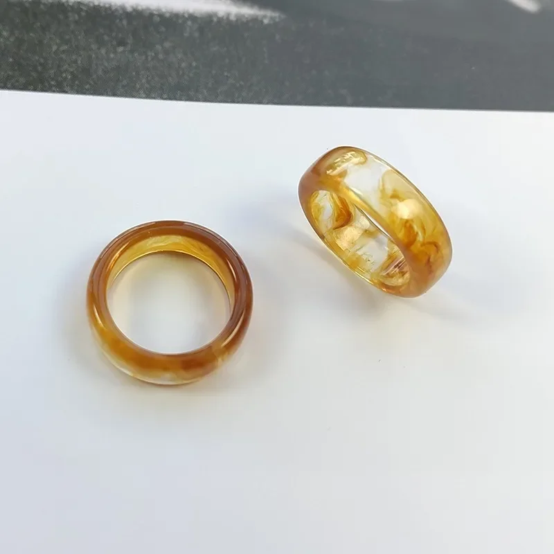 Trendy acrylic transparent colored geometric resin ring, personalized Instagram best friend ring, tail ring, student gift