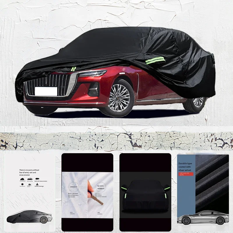 

For Honqi H5 Anti-UV Sun Shade Rain Snow Resistant Black Cover Dustproof Car umbrella Full Car Cover Outdoor Protection