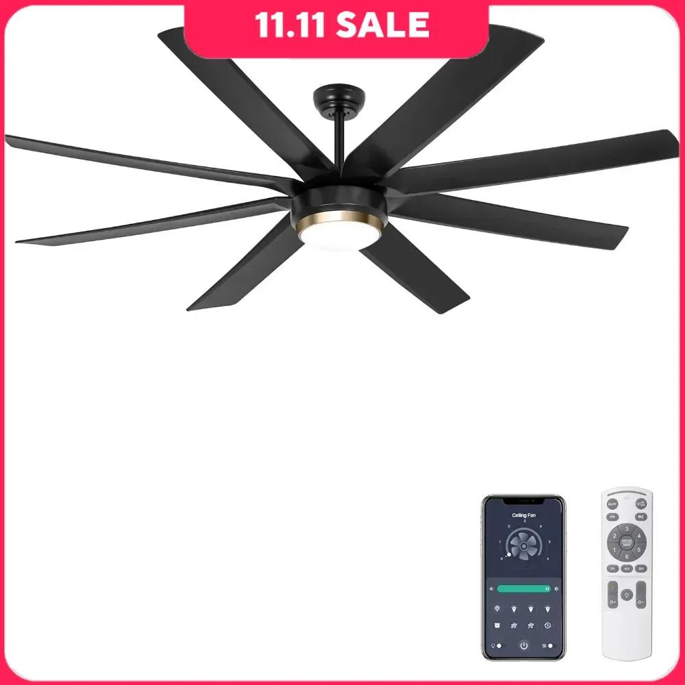 

Ceiling Fan with Light, Reversible DC Motor & Dimmable, Adjustable Color Temperature, 70 Inch Ceiling Fans