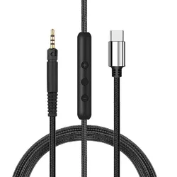 OFC USB Type C 2.5mm Replacement Nylon Braided Cable Extension Cord for Sennheiser HD 598 CS SR 558 518 599 569 579 Headphones