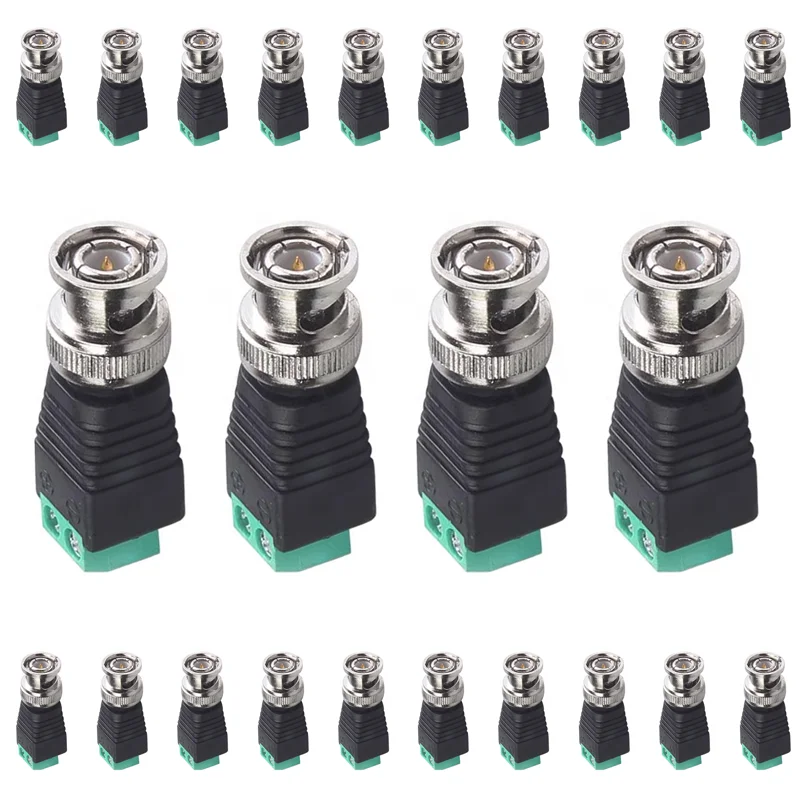 

5/20PCS Metal Male BNC Connector with DC Connector Plug Screw Terminal UTP Video Balun for CCTV system CCTV Surveillance Camera