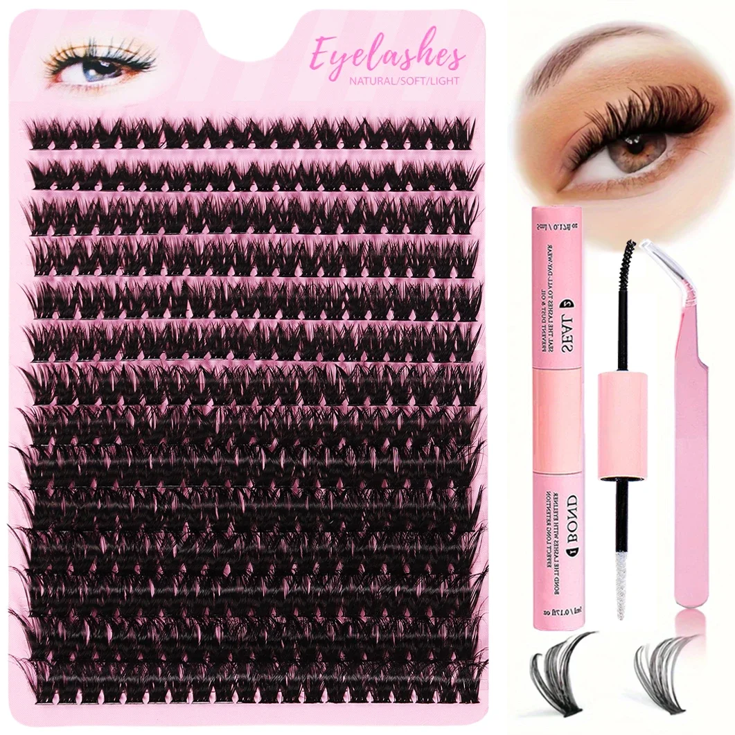 

DIY Eyelash Extension Kit 280pcs Individual Lashes Cluster 80D 8-16mm Mix Lash Clusters Bond and Seal and Lash Applicator