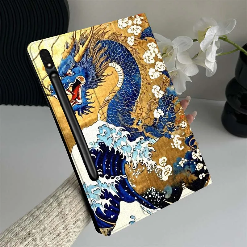 Trendy Anime Dragon Design Tablet Case For Samsung Galaxy Tab S7 S8 S9 S10 FE Plus 12.4 13.1 Inch
