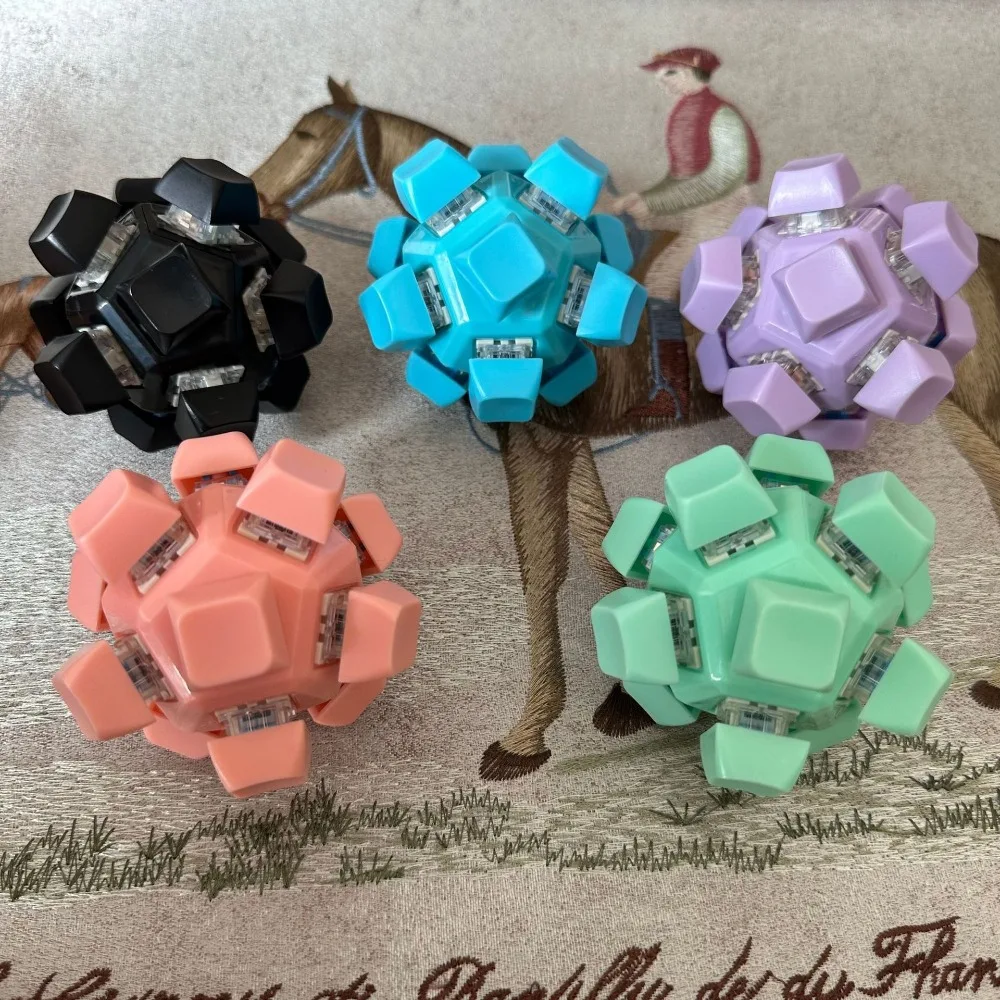 New 12 Keys Magic Ball Fidget Keychain Keys Button Keycap Finger Keyboard Cap DIY Keyboard Pass The Time Pinch Toy Adult
