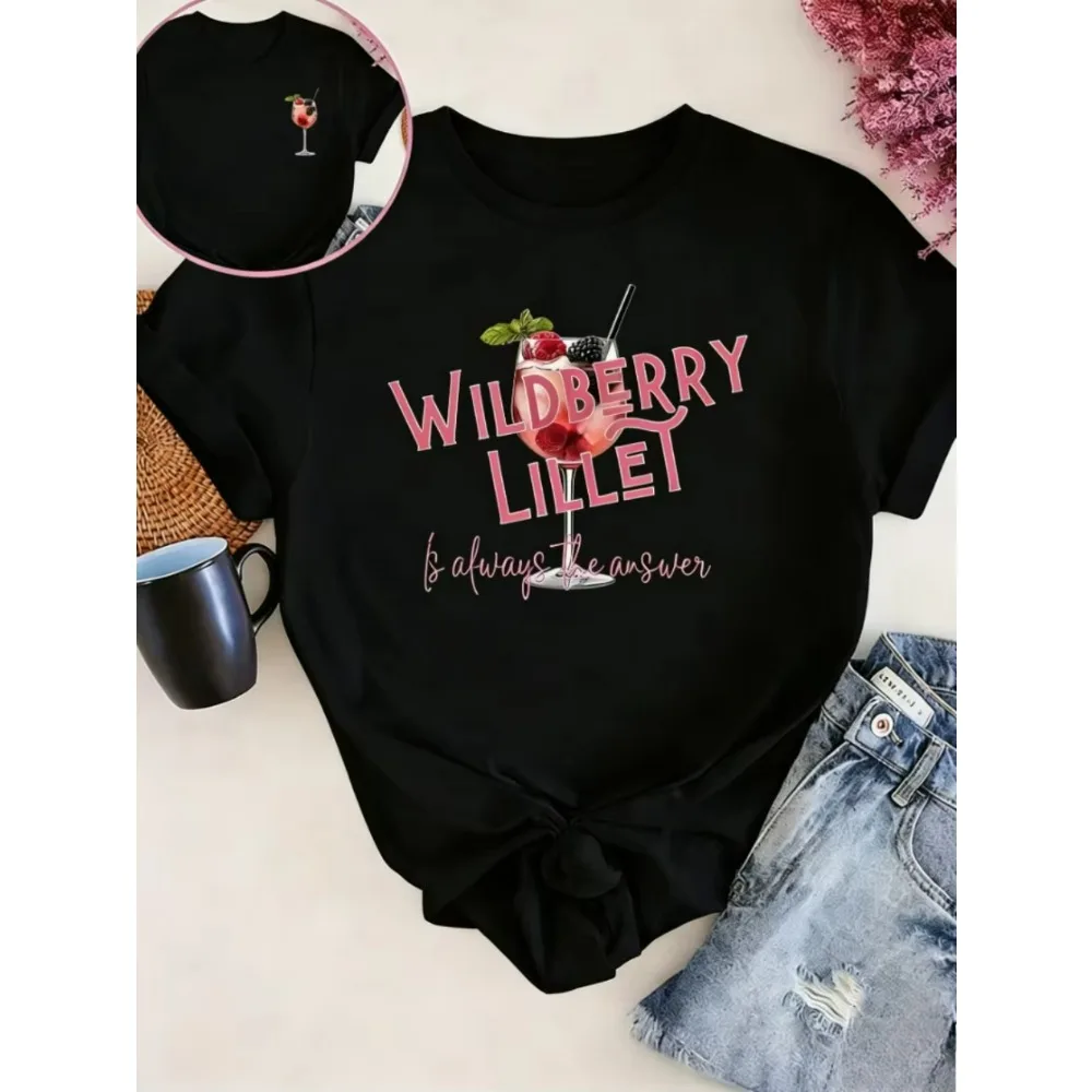 Men's T-shirt Wildberry Lillet Is Always The Answer Graphic T-Shirt Casual Short Sleeve Crew Neck Top Trendy Cocktail Print Tee