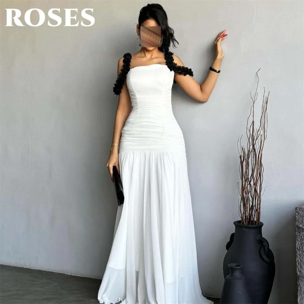 

ROSES White Mermaid Prom Dress Off the Shoulder Pleats Celebrity Dress Women's Evening Dress Ruched Satin Formal Gown Customized