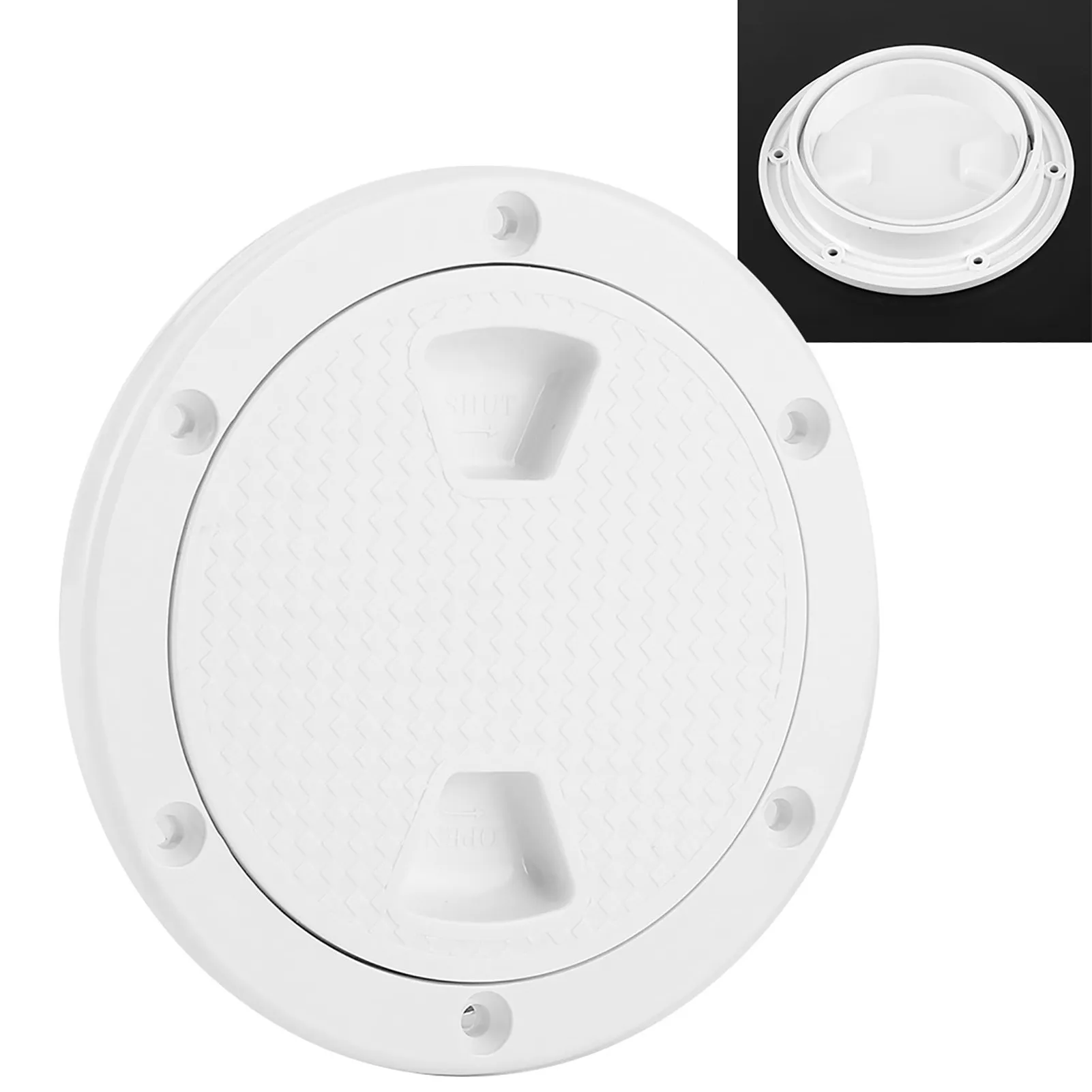 

ZK20 4-дюймовая палубная пластина из АБС-пластика, круглая, белая, устойчивая к УФ-излучению, коррозионностойкая, винтовая крышка люка для осмотра лодки