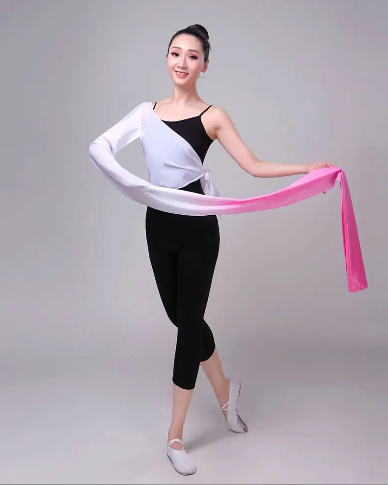 Vestido de manga de agua de Hanfu chino para mujer, Tops de práctica de baile clásico de un solo hombro, ropa de actuación para niños