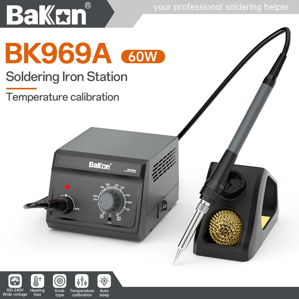 Bakon BK969A Constant-Temperature Soldering Station 60W Knob Type Constant temperature Soldering Station JBC Soldering Tools