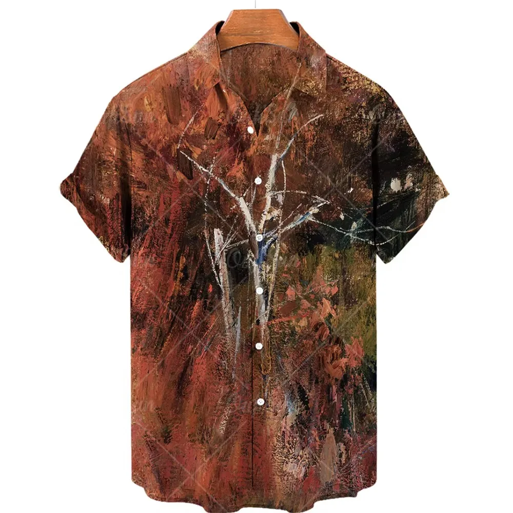 Oversized Shirt Hawaiian Beach Holiday Flower Painting Pattern Summer Casual Man Top Breathable Mens Design Clothing New