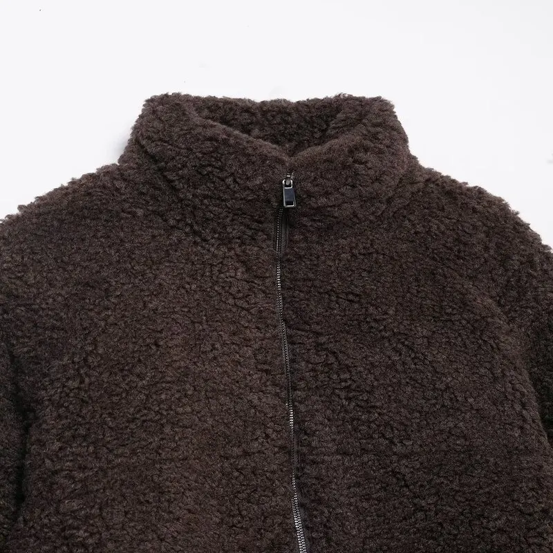 Warmer Lammsamt Thiened Jaet New Winter 2025, Damen-Mantel mit Faion Commute Sle Stand Fit, reiner Farb-Reißverschluss